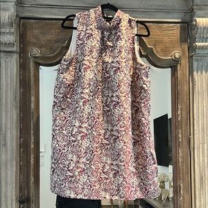 Floral Sleeveless Top - Pink and Cream